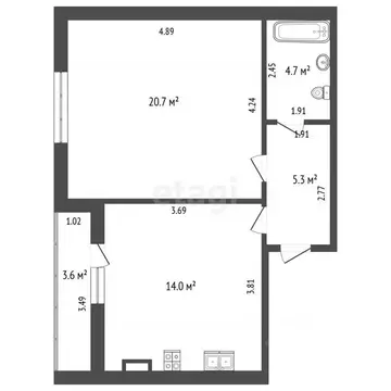 1-к кв. Калининградская область, Калининград Воздушный пер., 6 (48.0 ...