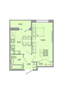 1-к кв. Ленинградская область, Всеволожский район, пос. Бугры ул. ...