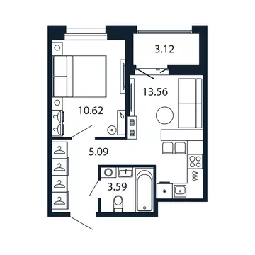 1-комнатная квартира: Новоселье, Центральная улица, 30к1 (32.4 м)