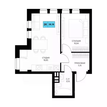 2-к кв. Дагестан, Дербент  (38.18 м)