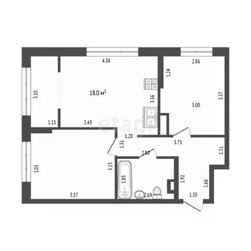 2-к кв. Тюменская область, Тюмень ул. Первооткрывателей, 10 (50.6 м)