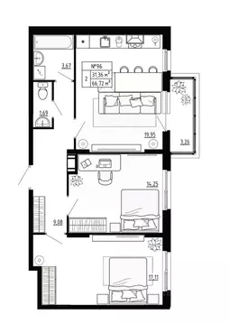 2-к кв. Ленинградская область, Ломоносовский район, Аннинское ...