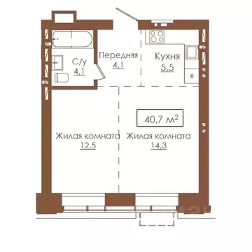 2-к кв. Алтайский край, Барнаул ул. Гущина, 173Б (40.7 м)