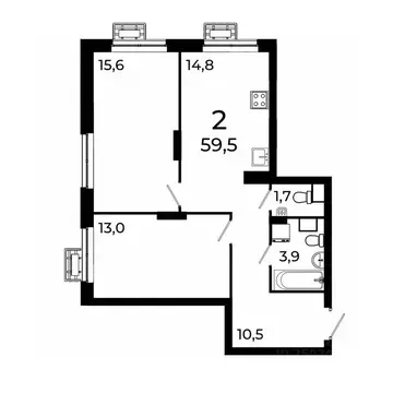 2-к кв. Нижегородская область, Нижний Новгород ул. Коперника, 15 (59.3 ...