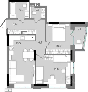 2-к кв. Удмуртия, Ижевск Северо-Западный жилрайон, 2-й мкр, Новый ...