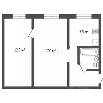 2-к кв. Ярославская область, Ярославль ул. Блюхера, 84 (44.0 м)
