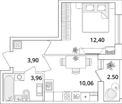 1-комнатная квартира: Санкт-Петербург, Кубинская улица, 82к3с1 (31.8 ...