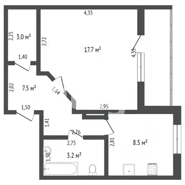 1-к кв. Тюменская область, Тобольск 4-й мкр, 43 (40.4 м)