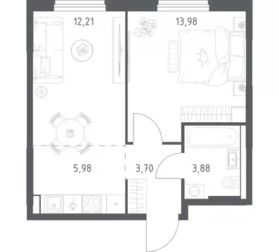 1-к кв. Башкортостан, Уфа ул. Минигали Губайдуллина, 8к9 (39.75 м)