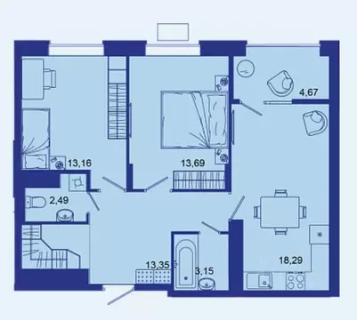 2-к кв. Брянская область, Брянск Советская ул., 124 (69.1 м)