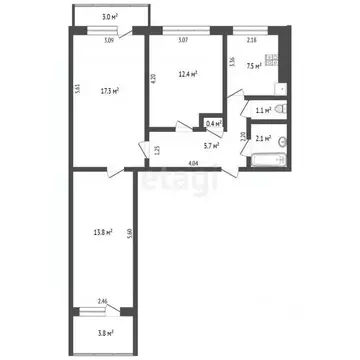 3-к кв. Самарская область, Самара Ташкентская ул., 149 (60.3 м)
