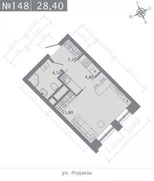 Студия Татарстан, Казань ул. Родины, 27Б (28.4 м)