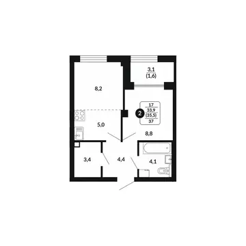 2-к кв. Кировская область, Киров Хлебозаводской проезд, 2 (35.5 м)