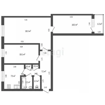 3-к кв. Башкортостан, Стерлитамак Коммунистическая ул., 24 (58.7 м)