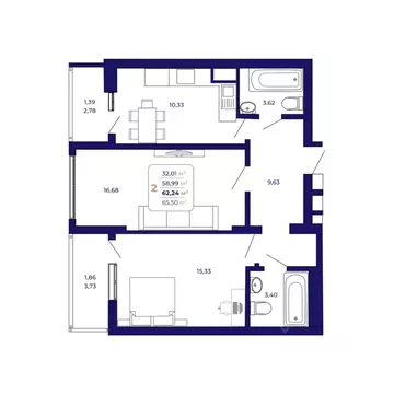 2-к кв. Башкортостан, Уфа Затон-Восточный жилрайон, Паруса жилой ...