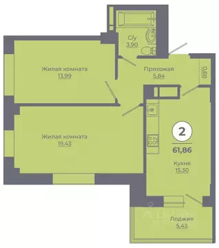 2-к кв. Ростовская область, Ростов-на-Дону Левенцовский мкр, ...