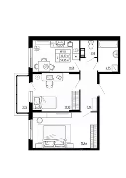 2-к кв. Ленинградская область, Ломоносовский район, Аннинское ...