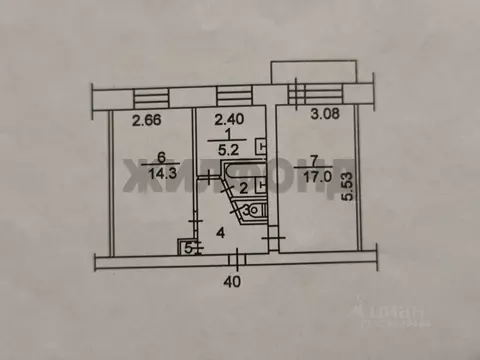 2-к кв. Томская область, Томск Учебная ул., 50 (44.6 м)