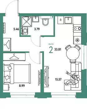 2-к кв. Свердловская область, Екатеринбург ул. Шефская, 28А (33.81 м)
