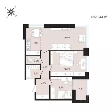 3-к кв. Карелия, Петрозаводск Береговая ул. (70.35 м)