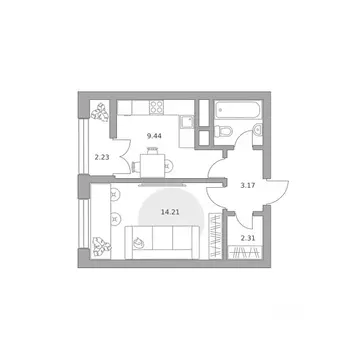 1-к кв. Московская область, Балашиха ул. Яганова, 1 (34.49 м)