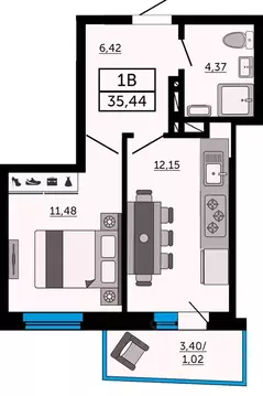 1-к кв. Ростовская область, Ростов-на-Дону Донской Арбат жилой ...