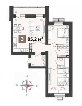 3-к кв. Пензенская область, Пенза Новелла жилой комплекс (85.0 м)