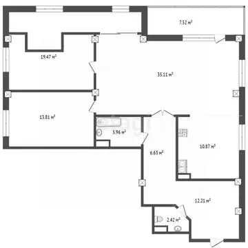 3-к кв. Тюменская область, Тюмень ул. Академика Сахарова, 36 (102.9 м)