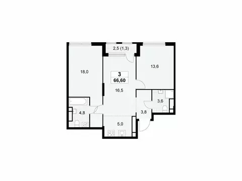 3-комнатная квартира: Москва, Бартеневская улица, 18к1 (66.6 м)