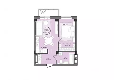 1-к кв. Челябинская область, Челябинск Манхэттен жилой комплекс (48.0 ...