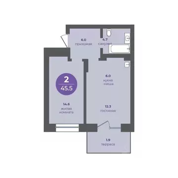 2-к кв. Красноярский край, Красноярск ул. Апрельская, 9 (45.5 м)