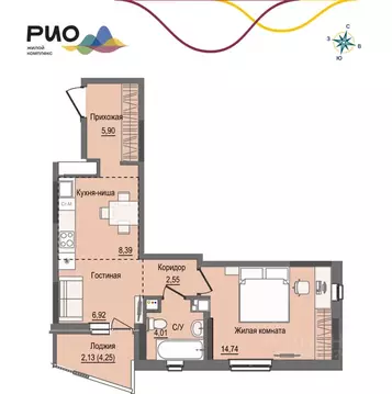 1-к кв. Удмуртия, Ижевск Магистральная ул., 4к1 (44.64 м)
