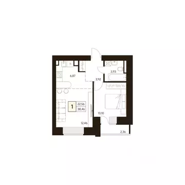 1-к кв. Башкортостан, Уфа ул. Ахметова, 296/2 (38.46 м)