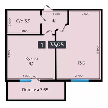 1-к кв. Ставропольский край, Ставрополь ул. Южный обход, 53В (33.55 м)