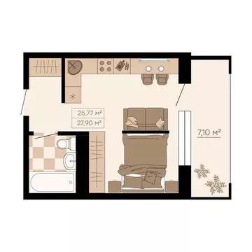 1-к кв. Приморский край, Владивосток Садгородская ул., 28Вк1 (27.9 м)