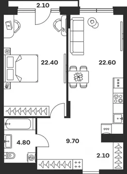 1-к кв. Тульская область, Тула ул. Фридриха Энгельса, 62 (63.7 м)