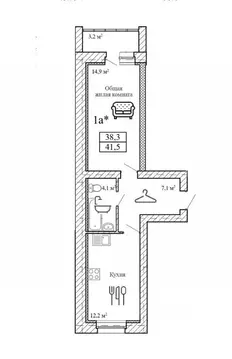 1-к кв. Тамбовская область, Тамбовский муниципальный округ, д. Крутые ...