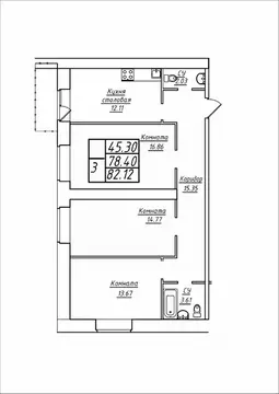 3-к кв. Самарская область, Самара ул. Стара-Загора, 249А (82.12 м)