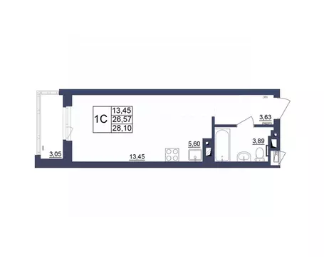 Студия Башкортостан, Уфа Космос жилой комплекс, лит1 (28.1 м)