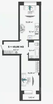 1-к кв. Хакасия, Абакан ул. Генерала Тихонова, 5 (49.86 м)