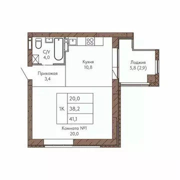 1-к кв. Алтайский край, Барнаул ул. Никитина, 1 (41.1 м)