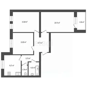 3-к кв. Ярославская область, Ярославль ул. Бабича, 10/22 (74.4 м)