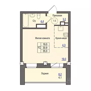 1-к кв. Псковская область, Псковский район, Завеличенская волость, д. ...