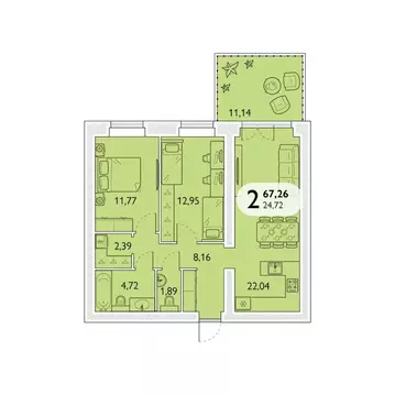 2-к кв. Брянская область, Брянский район, пос. Мичуринский, ...