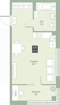 Студия Курганская область, Курган Заозерный жилрайон, 6А мкр, ул. ...