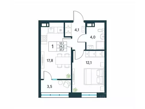 1-к кв. Забайкальский край, Чита Хороший мкр,  (37.7 м)