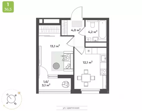 1-к кв. Тверская область, Тверь Соминка мкр,  (35.0 м)