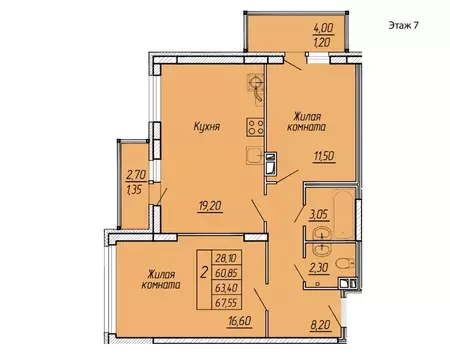 2-к кв. Ивановская область, Иваново ул. Жарова, 79 (67.55 м)