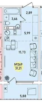Студия Ярославская область, Ярославль 2-й мкр,  (31.21 м)