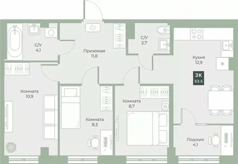 Свободной планировки кв. Курганская область, Курган Заозерный ...